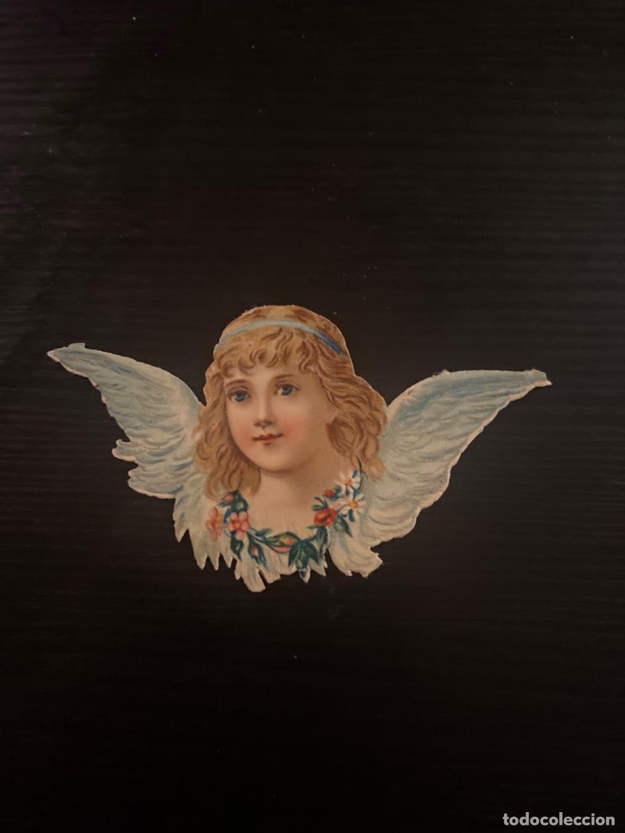Sammeln alte gestanzte Sammelbilder: Cromo troquelado antiguo siglo XIX cabeza de angel con alas