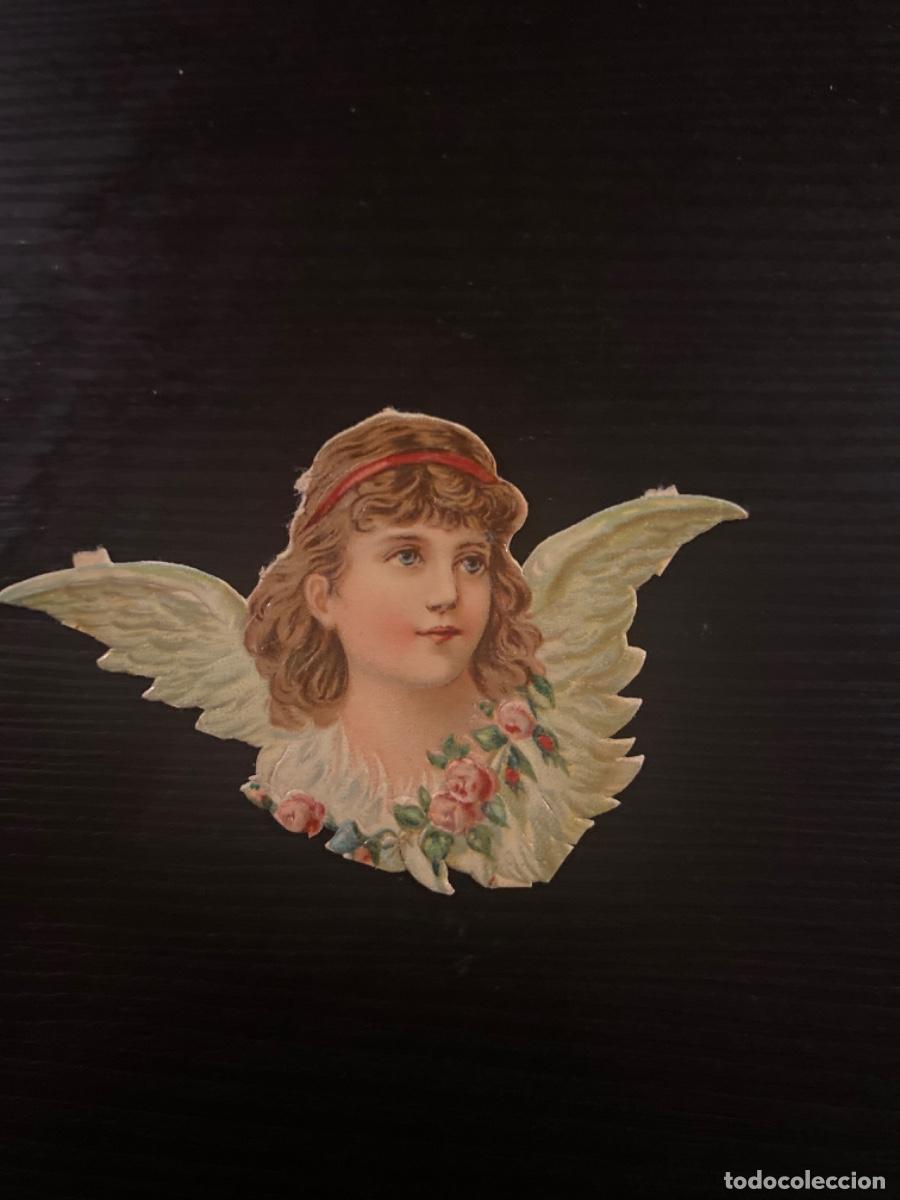 Sammeln alte gestanzte Sammelbilder: Cromo troquelado antiguo siglo XIX cabeza de angel con alas