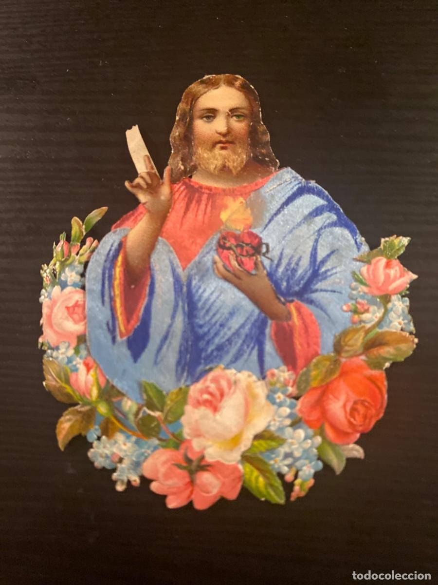 Sammeln alte gestanzte Sammelbilder: Cromo troquelado antiguo siglo XIX Jes&uacute;s sagrado corazon