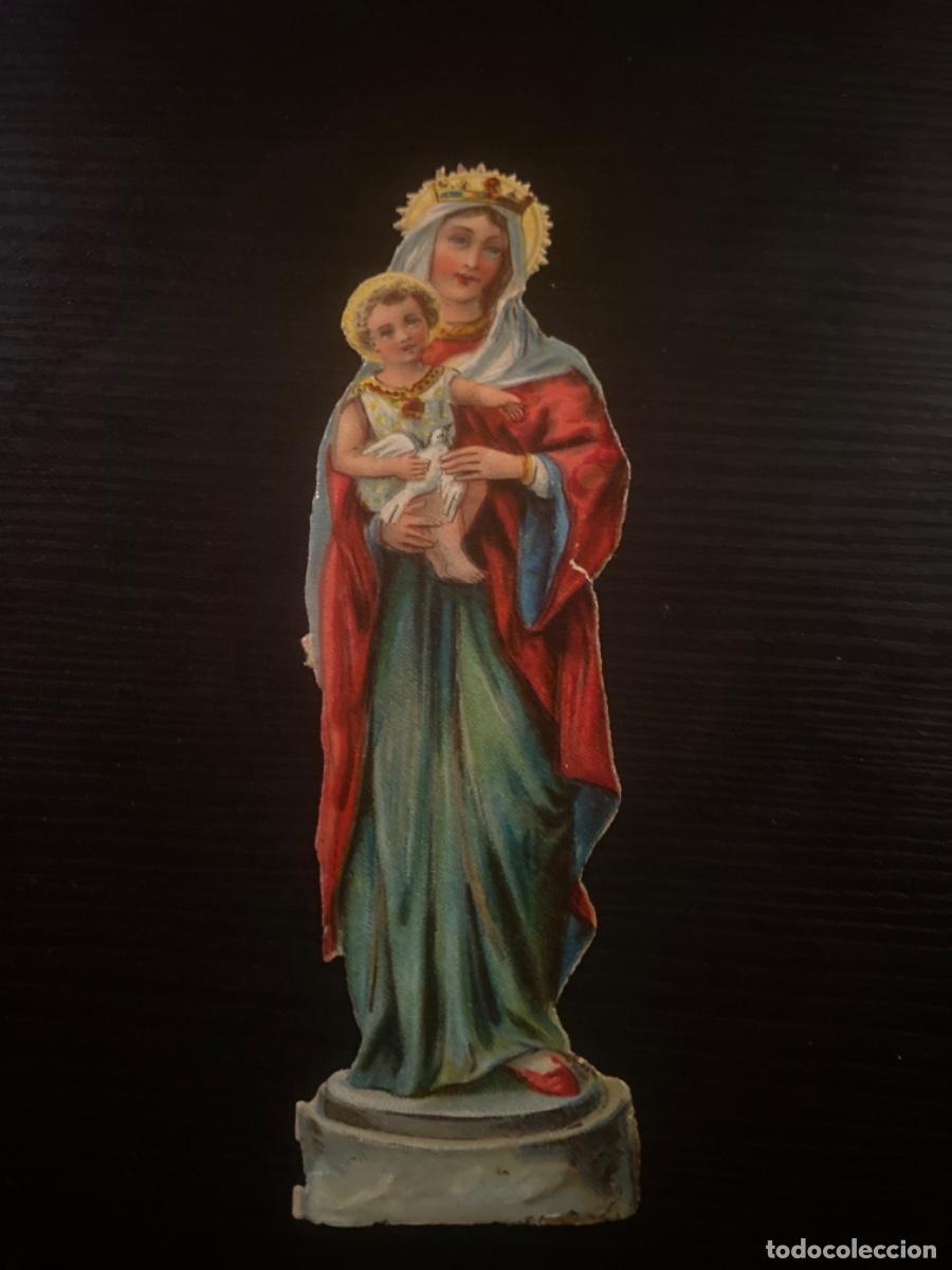 Sammeln alte gestanzte Sammelbilder: Cromo troquelado antiguo siglo XIX virgen y Jes&uacute;s religion