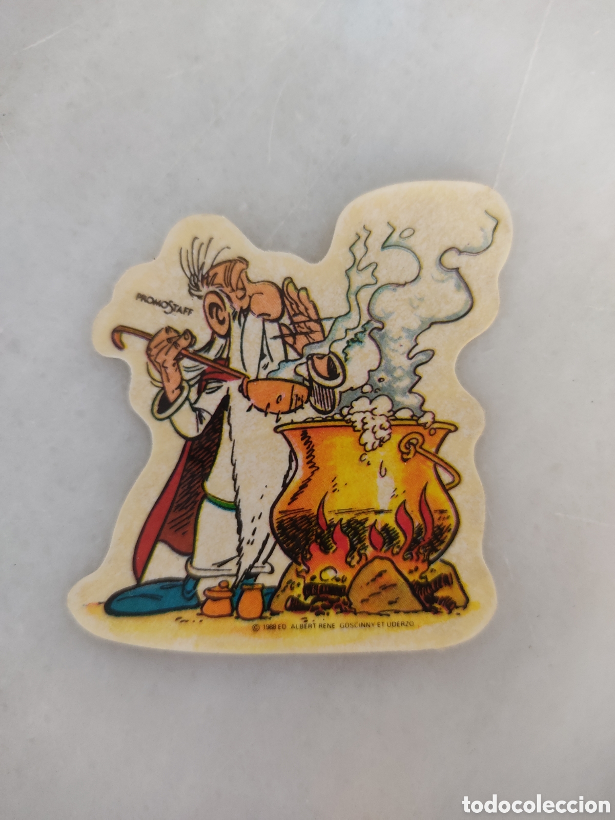 Colecionismo Cromos recortados antigos: cromo Panor&aacute;mix con caldero serie Ast&eacute;rix 1988