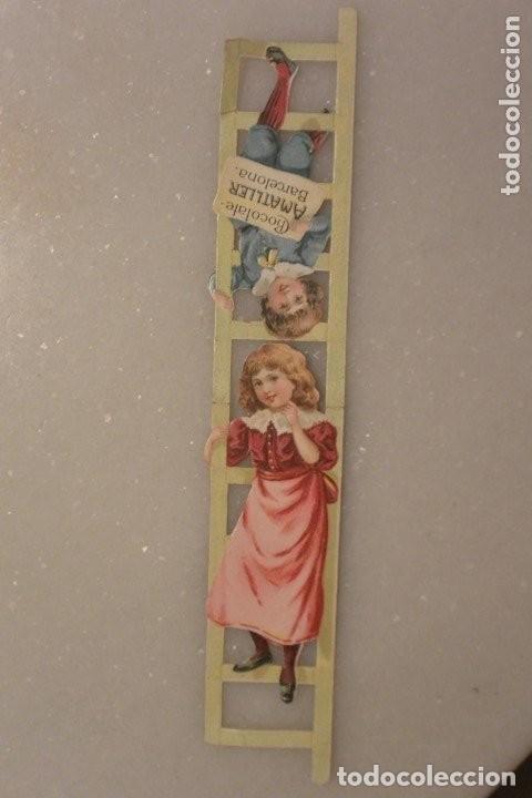 Collectable Antique Stamped Cards: CROMO TROQUELADO NI&Ntilde;OS EN ESCALERA, CHOCOLATES AMATLLER BARCELONA