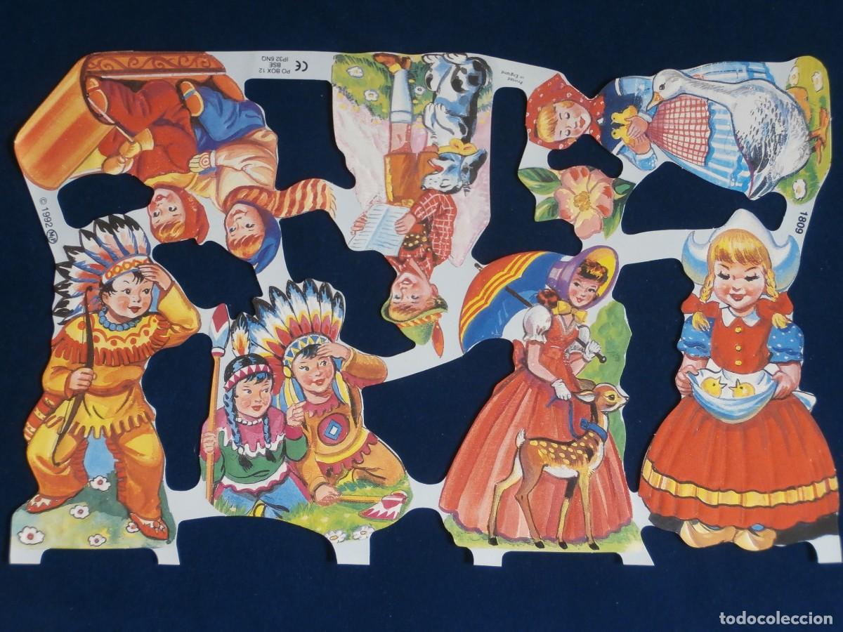 Coleccionismo Cromos troquelados antiguos: LAMINA CROMOS TROQUELADOS MLP- 1809. &Ntilde;I&Ntilde;OS JUGANDO. RELIEVE Y BRILLO.