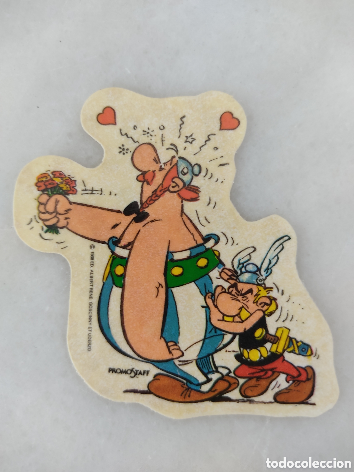 Coleccionismo cromos troquelados antiguos: cromo troquelado Ast&eacute;rix y Ob&eacute;lix donuts - Foto 1