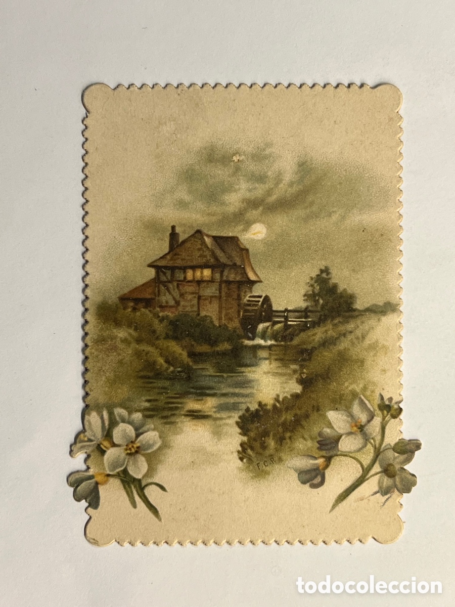 Collectionnisme Cartes &agrave; collectionner massicot&eacute;es anciennes: CHOCOLATE AMATLLER, Cromo Troquelado paisaje&hellip;. Barcelona (h.1900?)