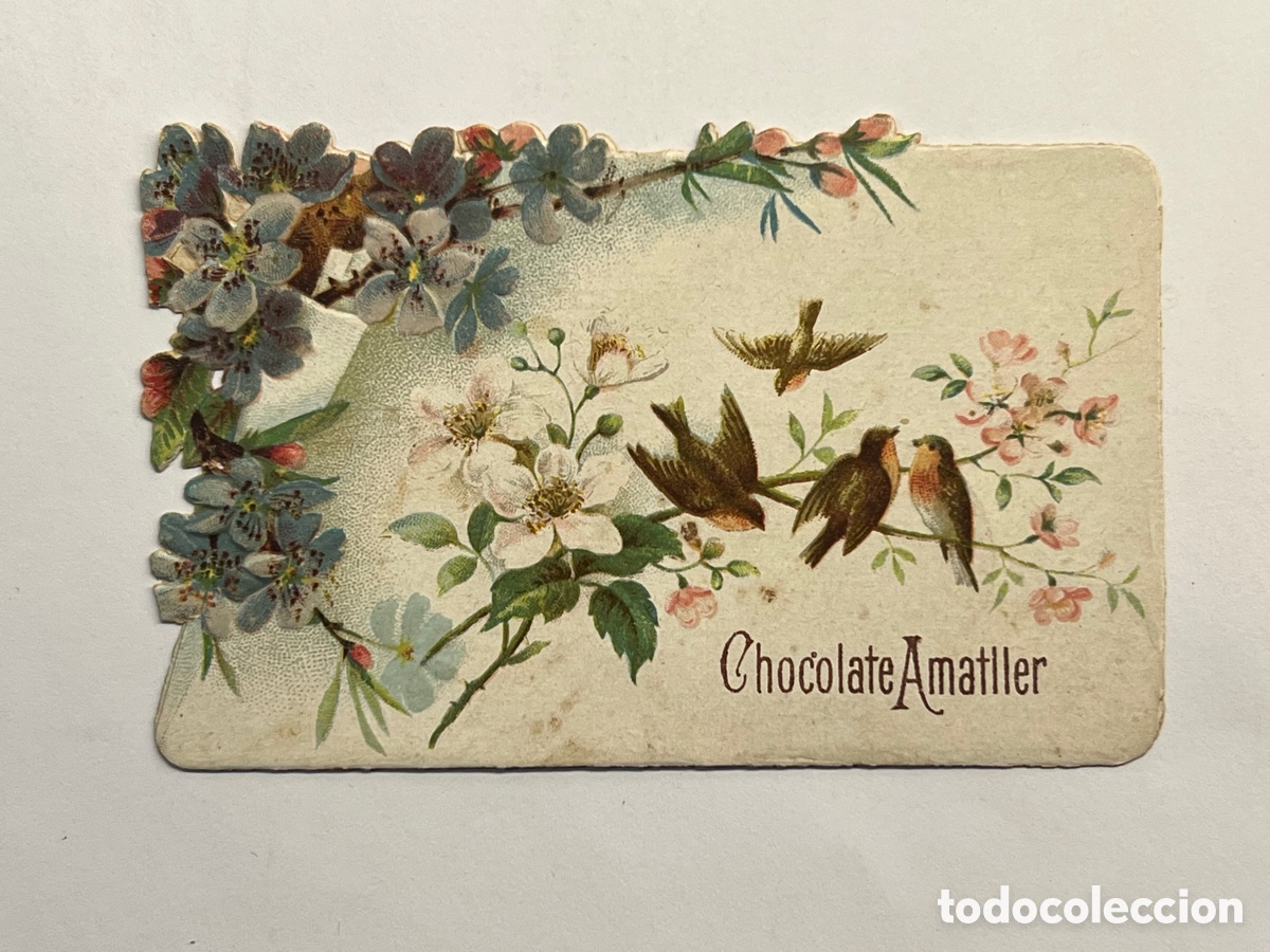 Collectable Antique Stamped Cards: CHOCOLATE AMATLLER, Cromo Troquelado Regalo de la Casa Amatller. Caf&eacute;s y T&eacute;s, Cromo Golondrinas
