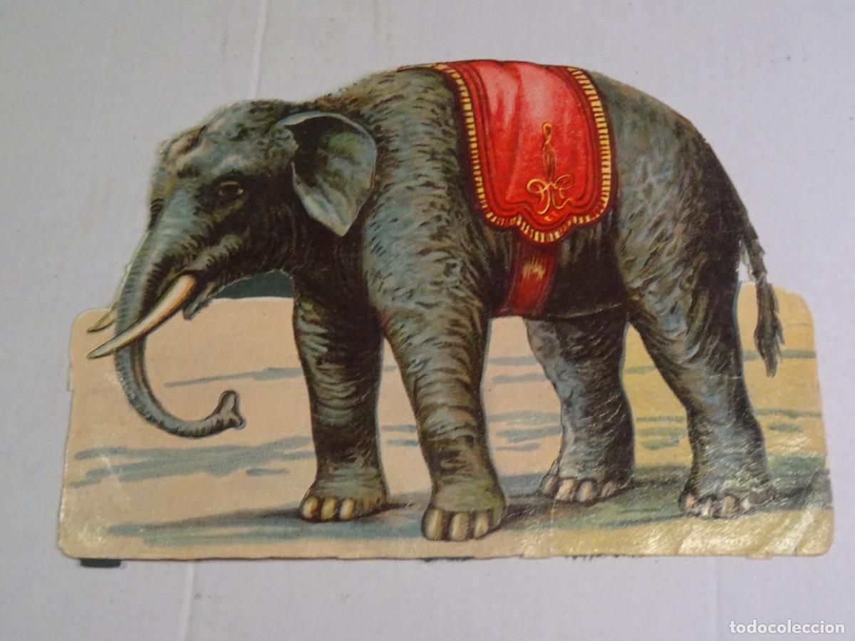 Collectionnisme Cartes &agrave; collectionner massicot&eacute;es anciennes: (MK) CROMO TROQUELADO ANTIGUO ELEFANTE - 16X12CM - SE&Ntilde;ALES DE USO