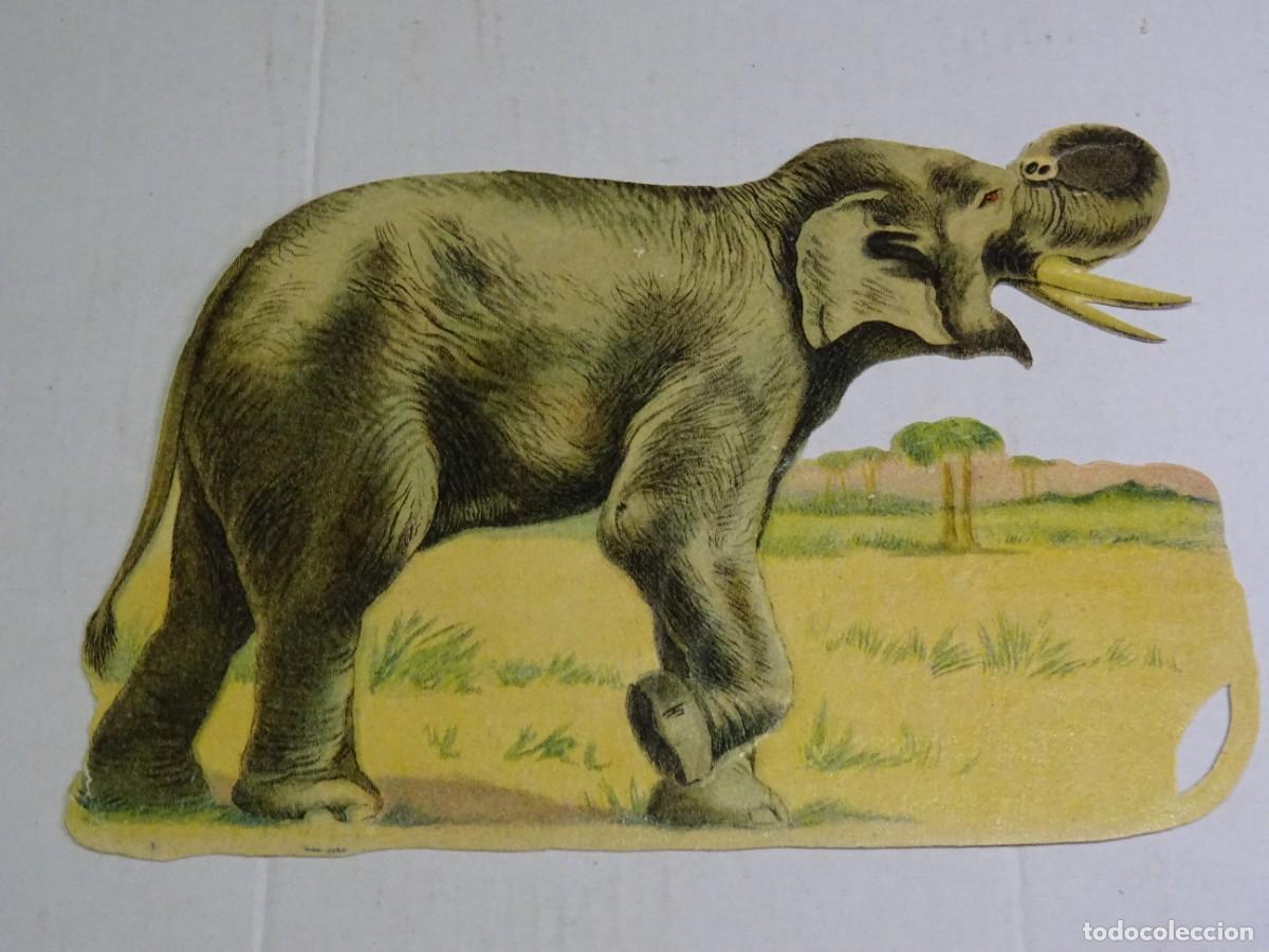 Collectionnisme Cartes &agrave; collectionner massicot&eacute;es anciennes: (MK) CROMO TROQUELADO ANTIGUO ELEFANTE - 16X12CM - SE&Ntilde;ALES DE USO