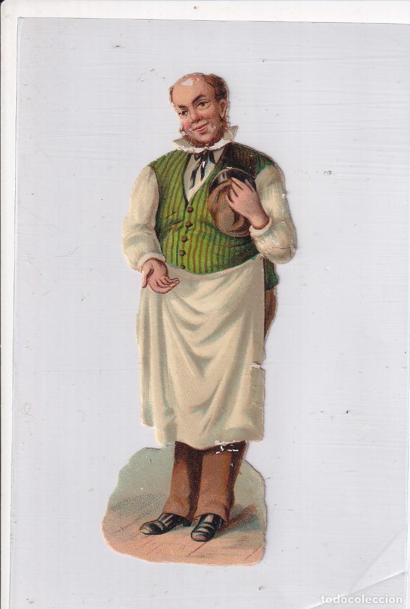 Sammeln alte gestanzte Sammelbilder: Cromo troquela hombre pidiendo. Sin publicidad. 12 x 4,50 cm