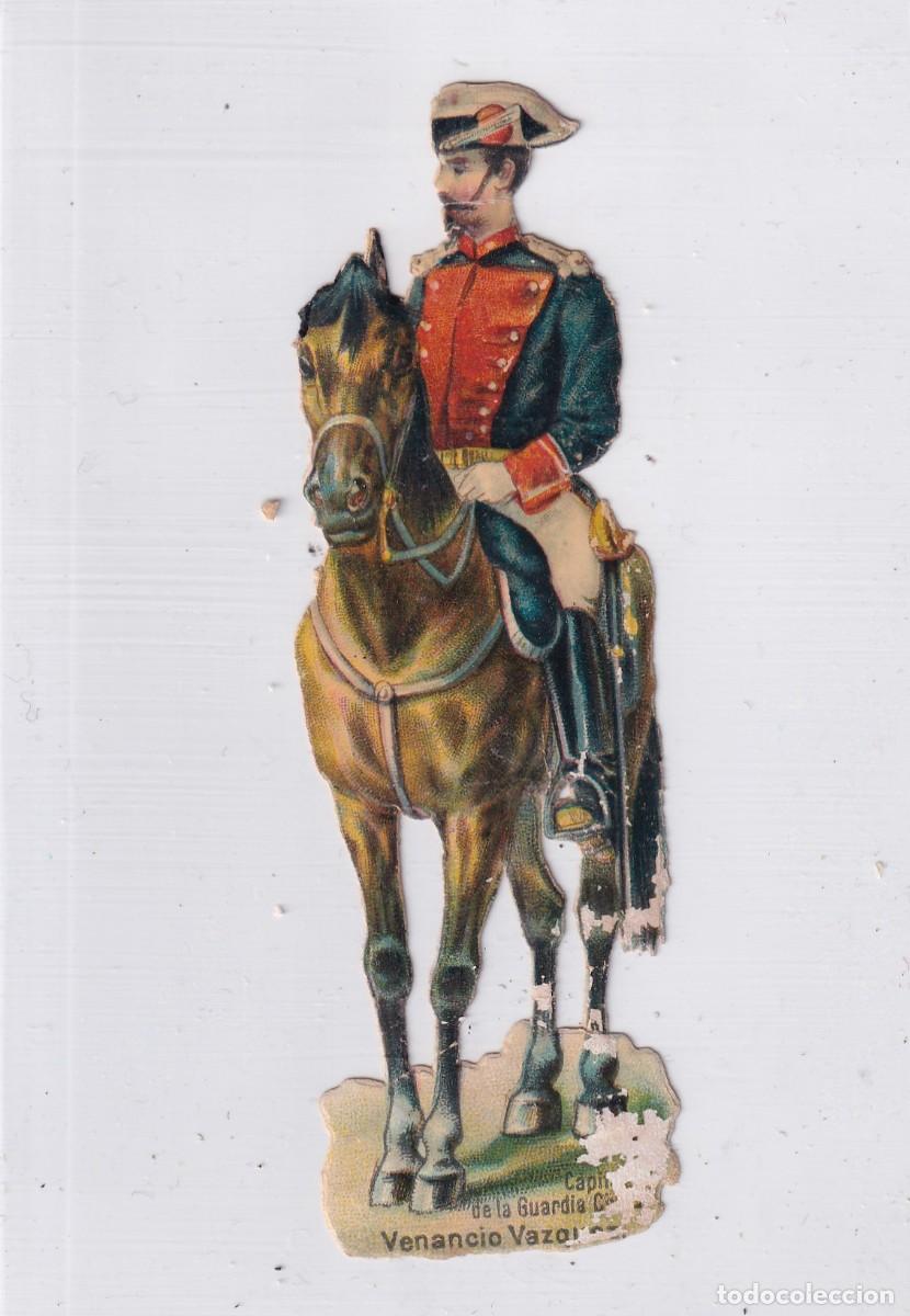 Sammeln alte gestanzte Sammelbilder: Precioso cromo troquelado Guardia Civil a Caballo. Publicidad Venancio Vazquez Madrid.