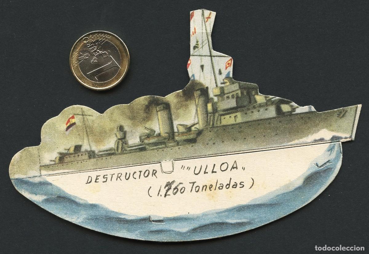 Collectionnisme Cartes &agrave; collectionner massicot&eacute;es anciennes: GUERRA CIVIL, CROMO, ALMACENES ALEMANES, DESTRUCTOR ULLOA, (1.750 TONELADAS)