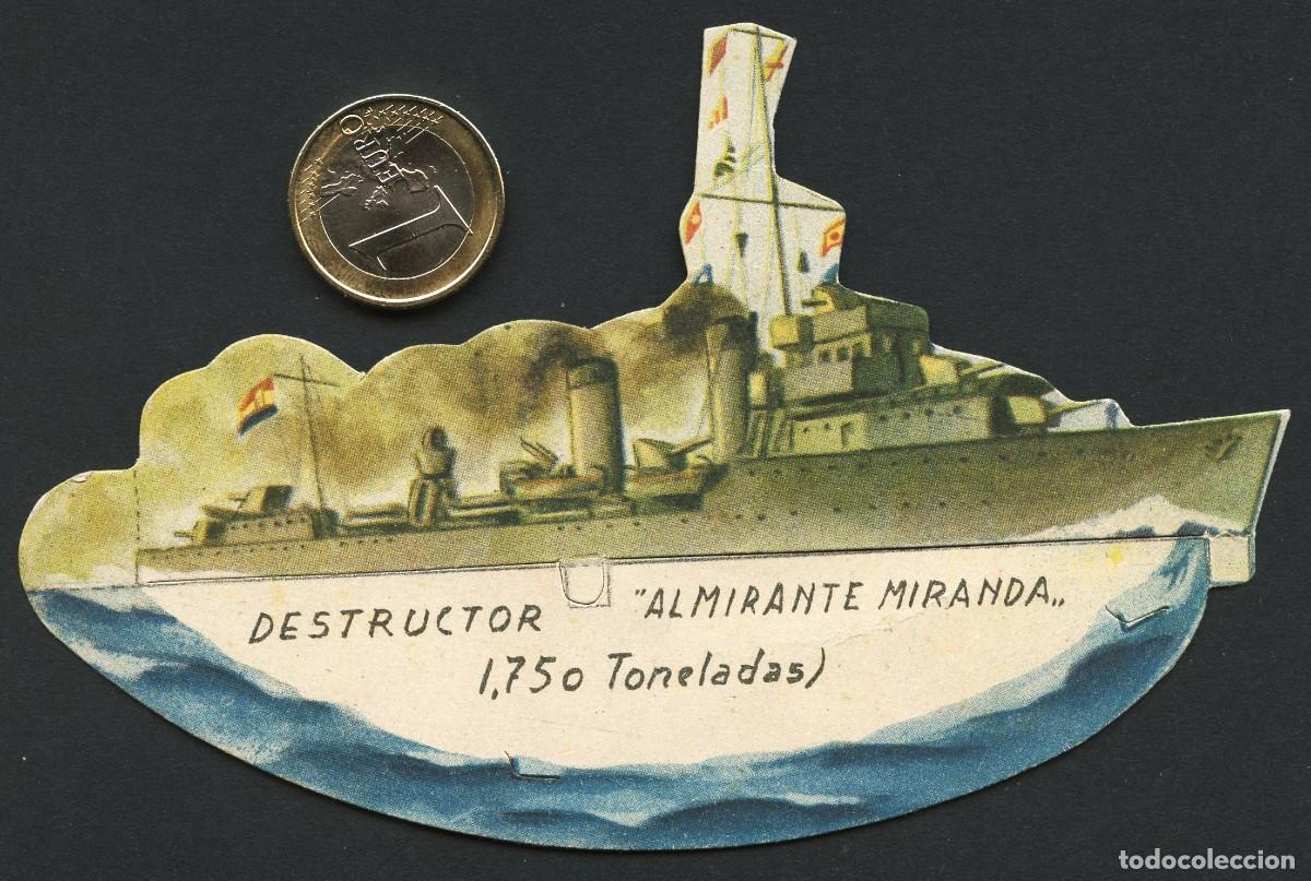 Collectionnisme Cartes &agrave; collectionner massicot&eacute;es anciennes: GUERRA CIVIL, CROMO, ALMACENES ALEMANES, DESTRUCTOR ALMIRANTE MIRANDA, (1.750 T.)