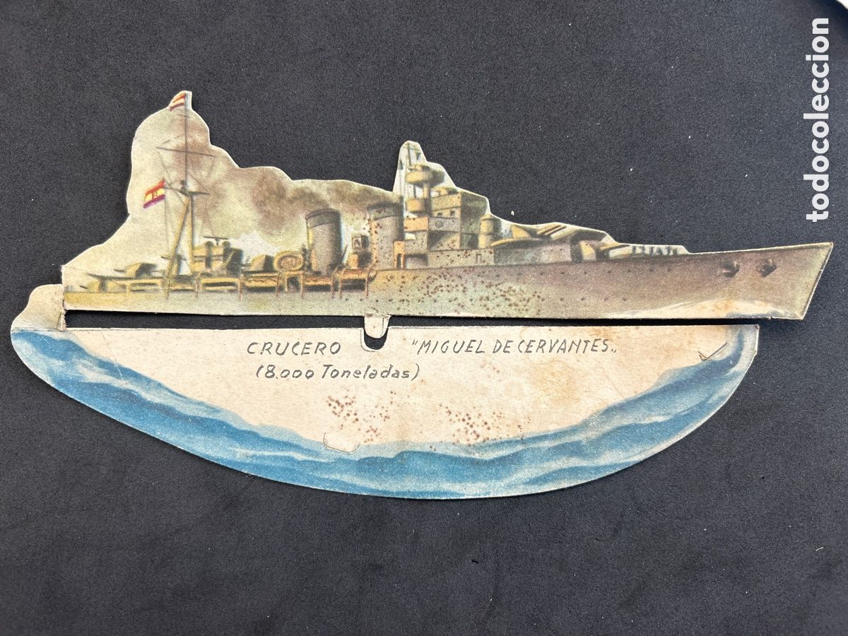 Sammeln alte gestanzte Sammelbilder: Guerra civil cromo almacenes Alemanes, crucero Miguel de Cervantes