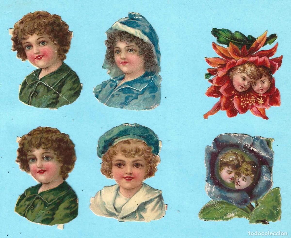 Collectable Antique Stamped Cards: LOTE DE 6 CROMOS TROQUELADOS. BUSTOS DE NI&Ntilde;AS O MUJERES