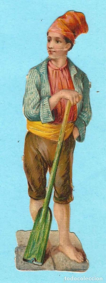 Collectable Antique Stamped Cards: CROMO TROQUELADO: LABRIEGO CON PALA O PESCADOR REMO