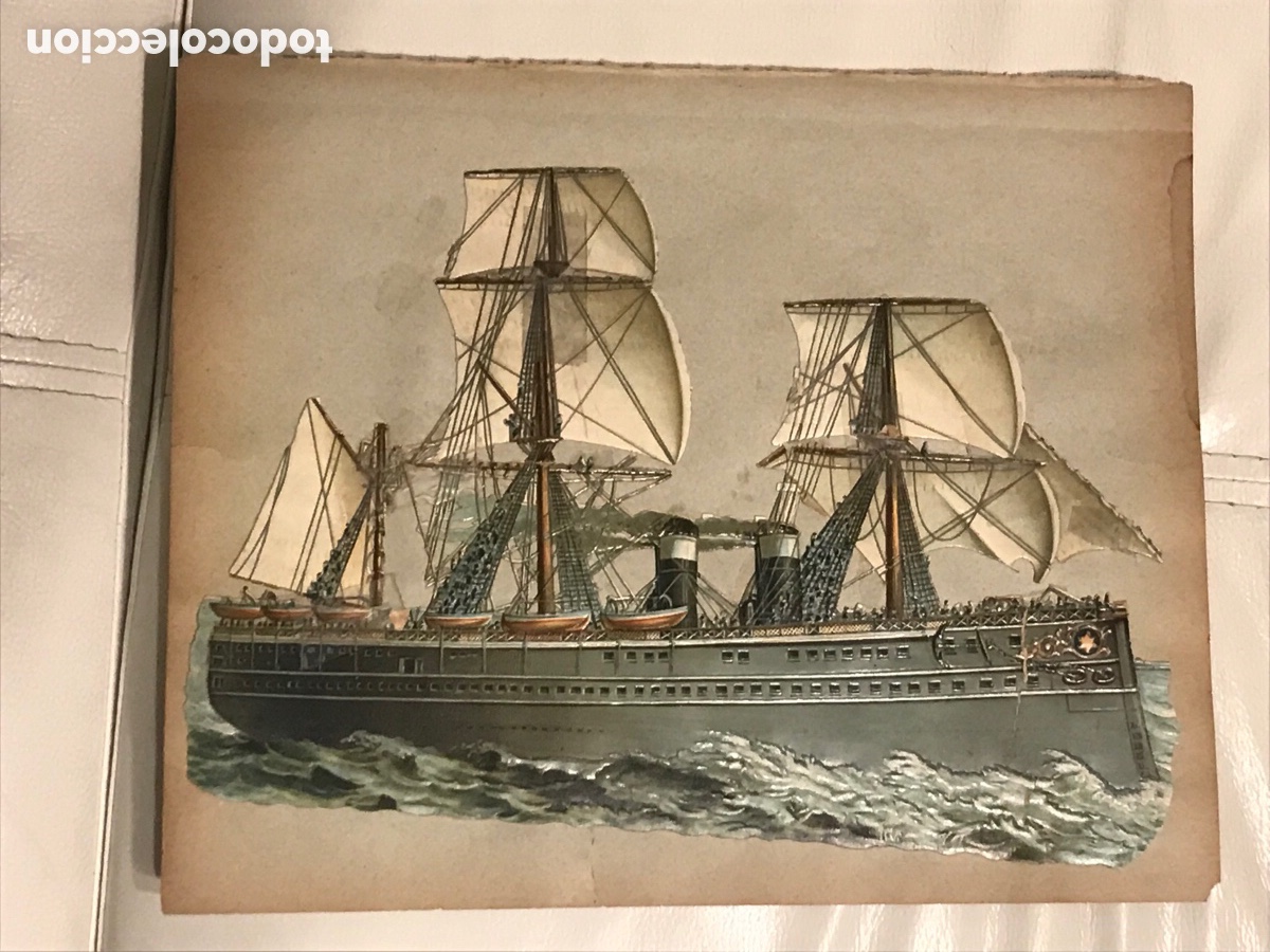 Collectable Antique Stamped Cards: Precioso barco troquelado sobre papel. Fines s XIX. USA