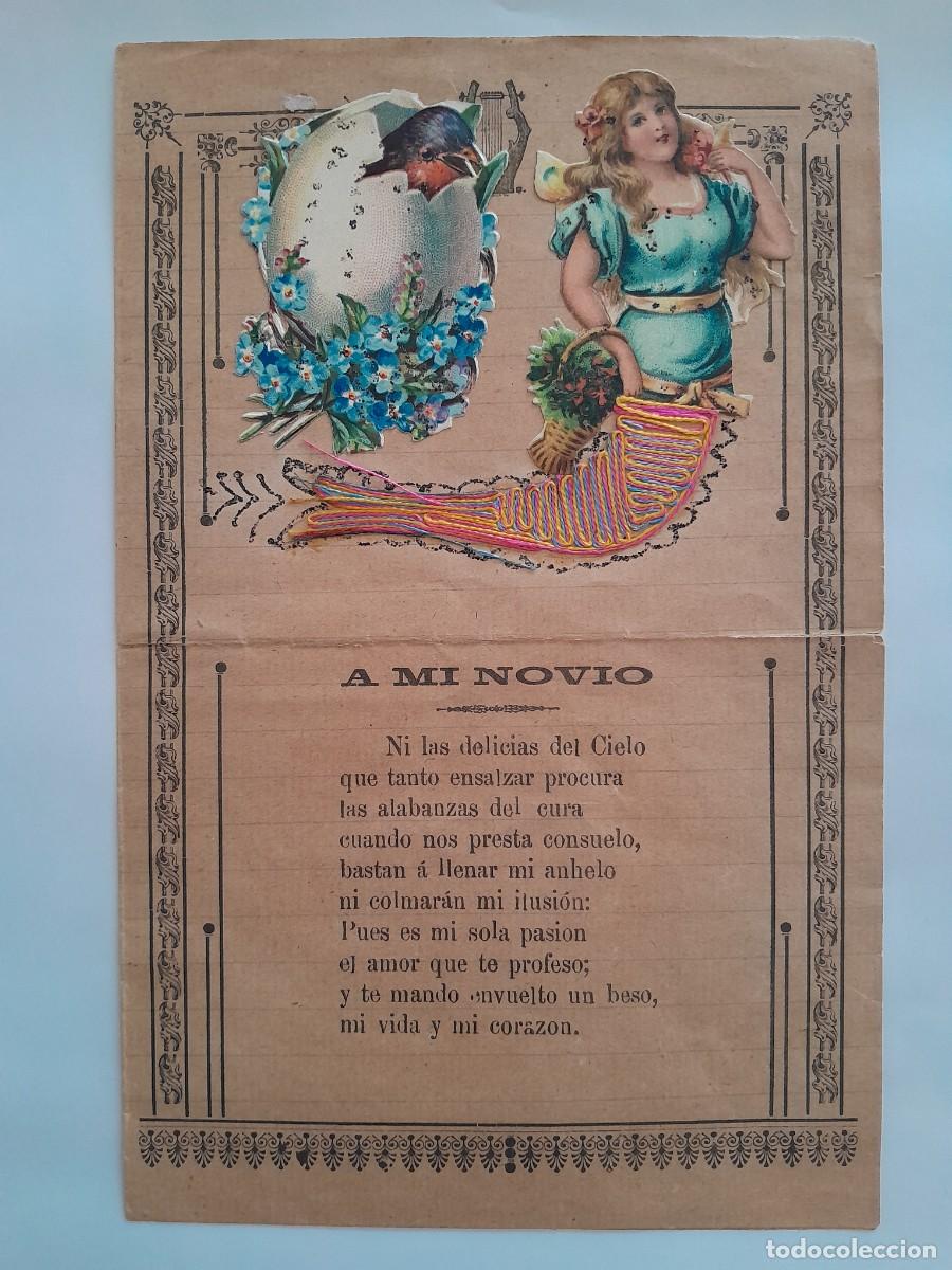 Sammeln alte gestanzte Sammelbilder: A MI NOVIO CROMO TROQUELADO BORDADO CON HILO TIPO CARTA RV