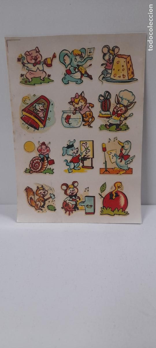 Collectable Antique Stamped Cards: ANTIGUA LAMINA DE CALCOMANIAS ORTEGA . BARCELONA . ORIGINAL A&Ntilde;OS 60