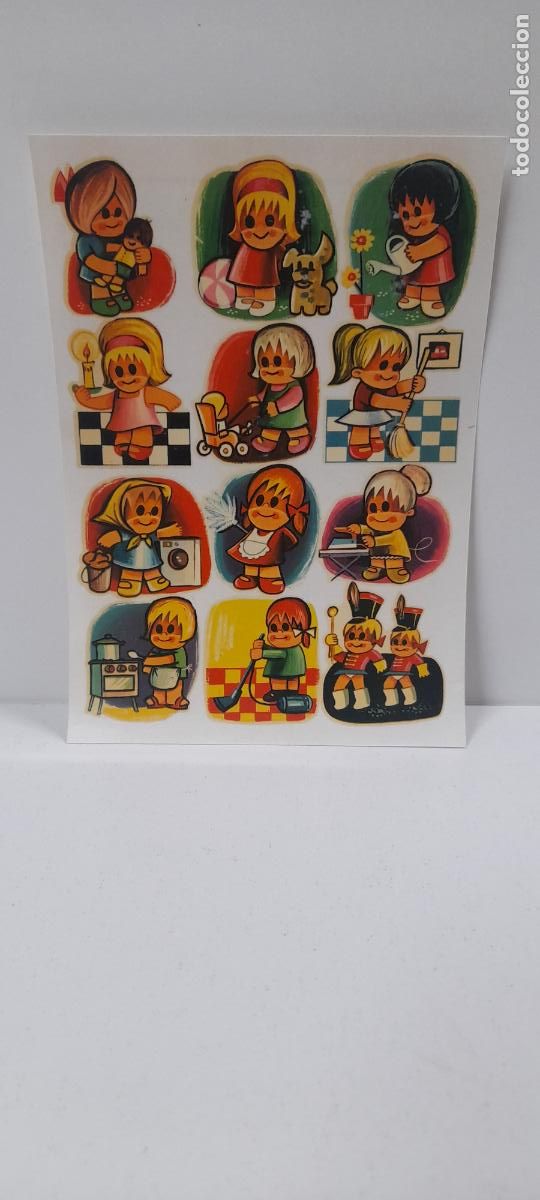 Collectable Antique Stamped Cards: ANTIGUA LAMINA DE CALCOMANIAS ORTEGA . BARCELONA . ORIGINAL A&Ntilde;OS 60