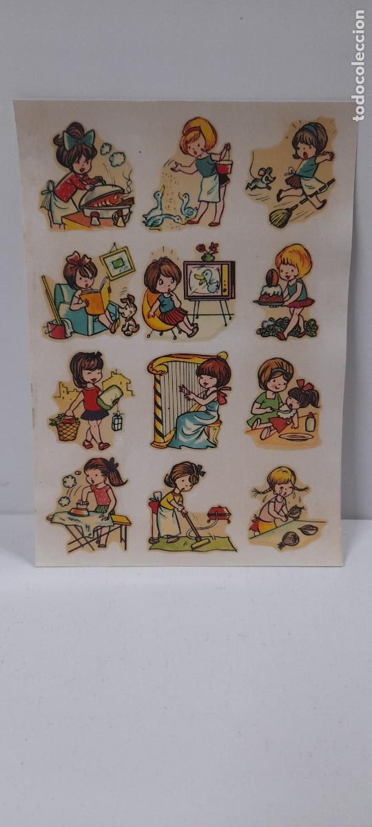 Collectable Antique Stamped Cards: ANTIGUA LAMINA DE CALCOMANIAS ORTEGA . BARCELONA . ORIGINAL A&Ntilde;OS 60