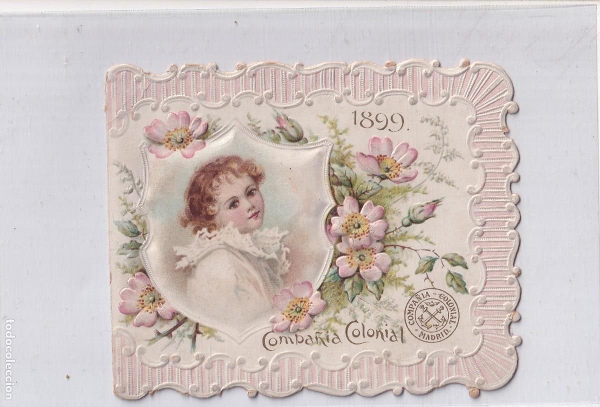 Collectable Antique Stamped Cards: Cromo troquelado en relieve a&ntilde;o 1899, publicidad Compa&ntilde;&iacute;a Colonial. 9,50 x 8 cm