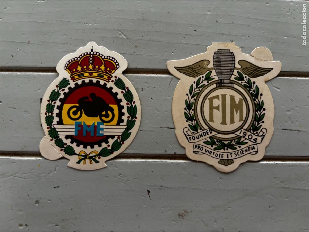 Collectable Antique Stamped Cards: 2 PEGATINAS ADHESIVOS ALBUM MOTOS BIMBO FEDERACIONES MOTOCICLISMO