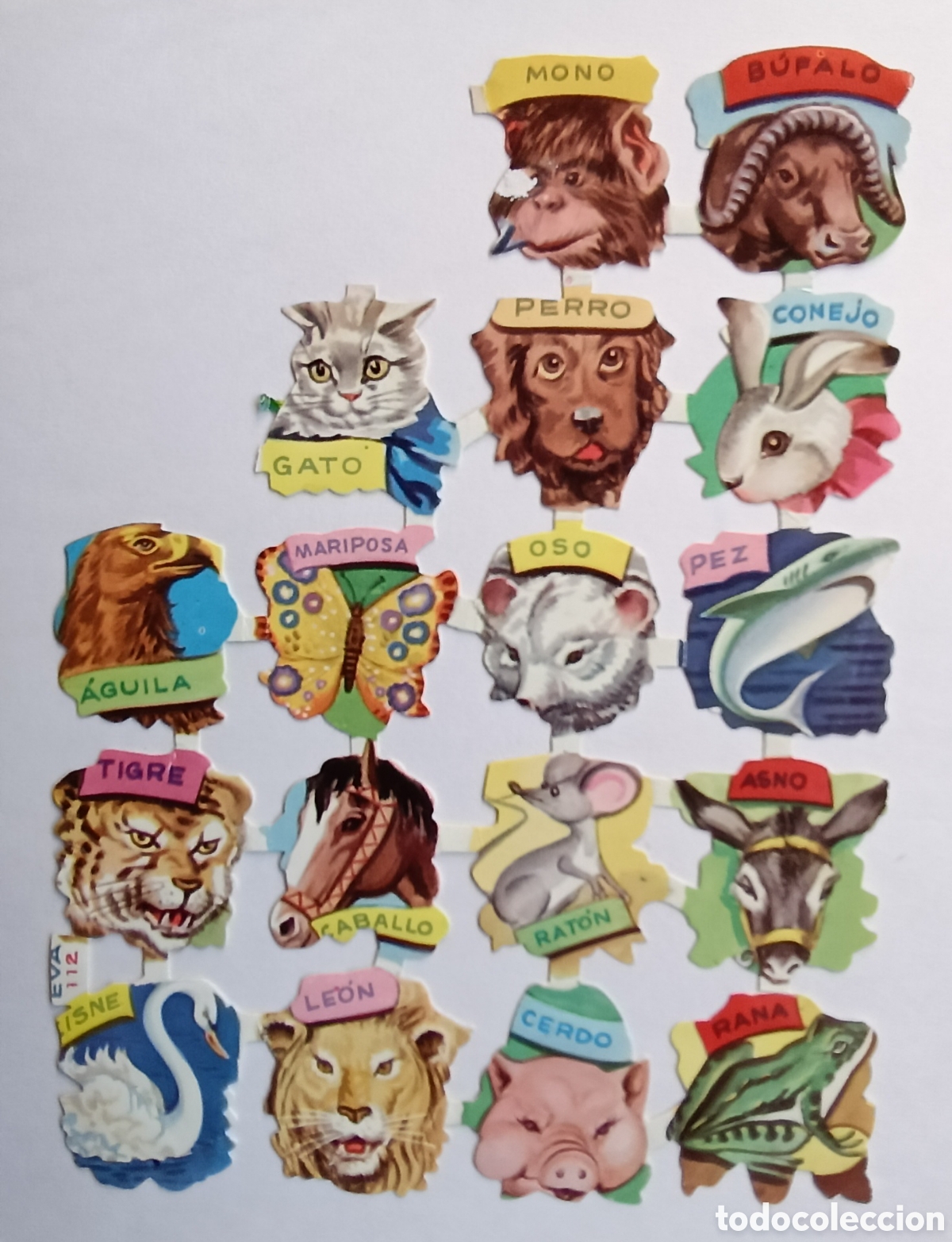 Coleccionismo cromos troquelados antiguos: L&aacute;mina incompleta de animales - Foto 1