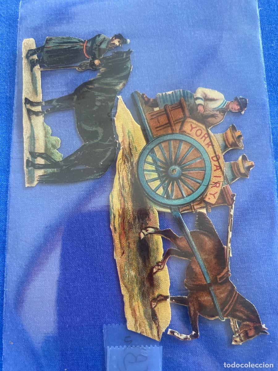 Coleccionismo cromos troquelados antiguos: Antiguos cromos caballos con sus due&ntilde;os - Foto 1