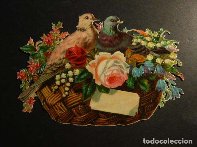 Coleccionismo cromos troquelados antiguos: PALOMAS Y FLORES CROMO TROQUELADO - Foto 1