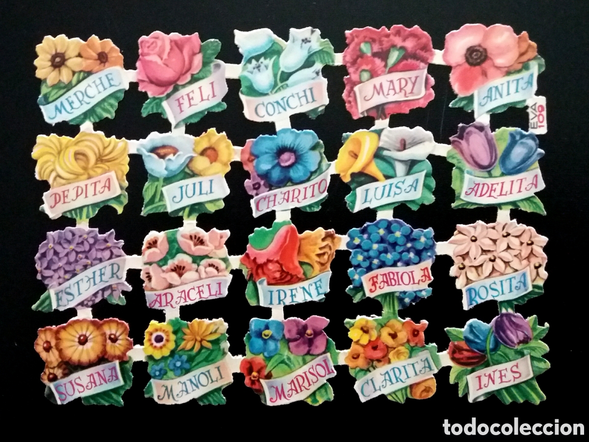 Coleccionismo Cromos troquelados antiguos: L&aacute;mina CROMOS TROQUELADOS espa&ntilde;oles EVA 109 SIN RELIEVE nombres flores Editorial Vasco Americana