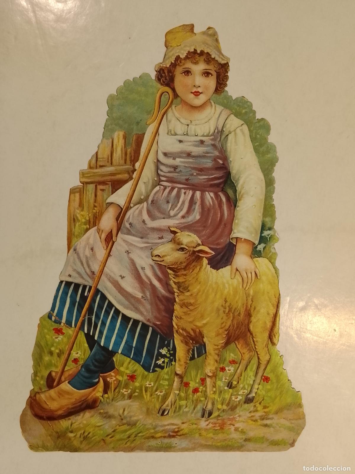 Coleccionismo Cromos troquelados antiguos: RAPHAEL TUCK & SONS - A FRENCH PEASANT GIRL - CROMO ANTIGUO TROQUELADO GIGANTE-VER FOTOS-(V-28.058)