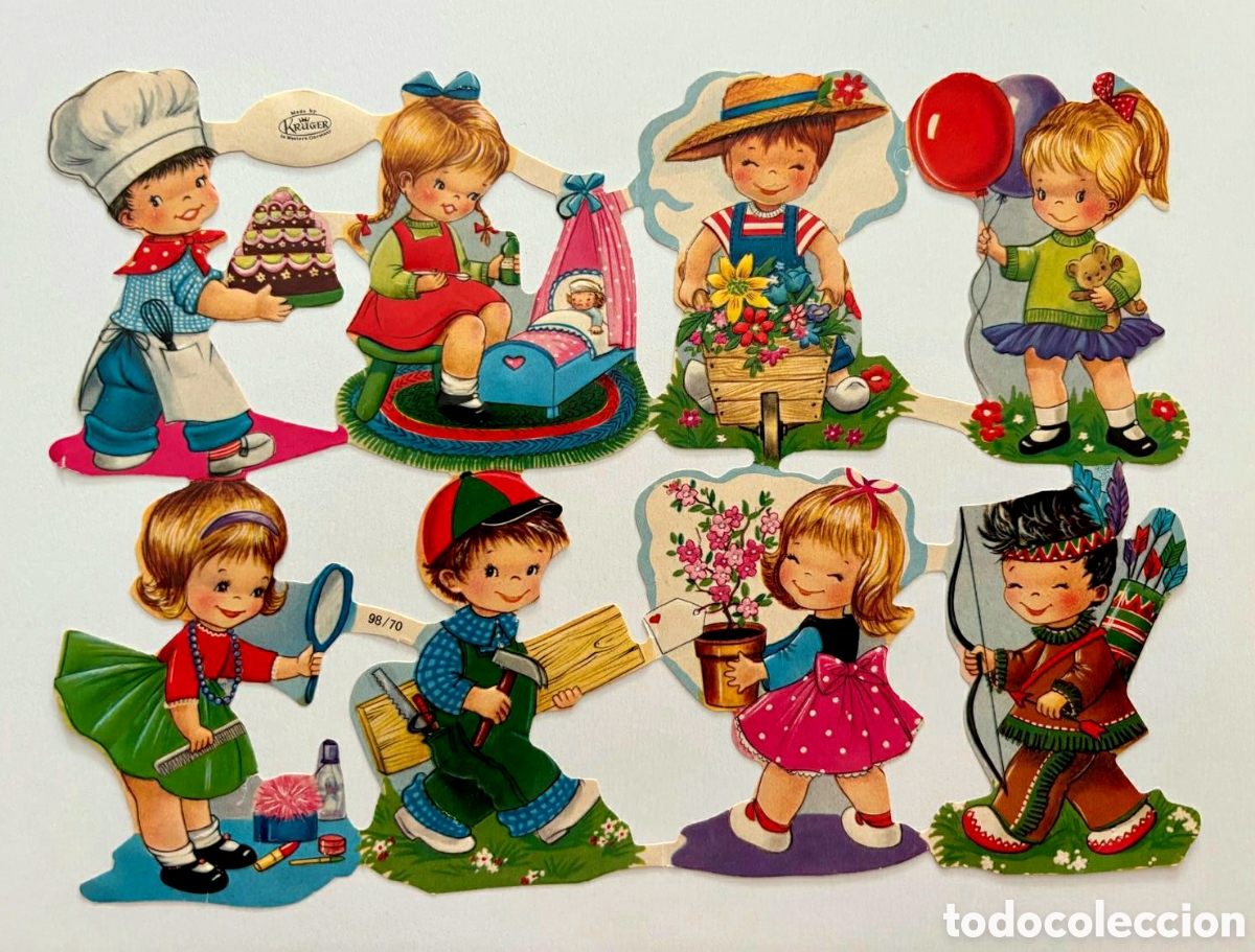 Coleccionismo Cromos troquelados antiguos: L&aacute;mina CROMOS TROQUELADOS alemanes KRUGER 98/70 relieve ni&ntilde;os NUEVA colecci&oacute;n antigua juego infantil
