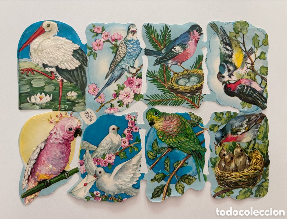Coleccionismo Cromos troquelados antiguos: L&aacute;mina CROMOS TROQUELADOS alemanes KRUGER 98/53 relieve p&aacute;jaros NUEVA colecci&oacute;n antigua infantil