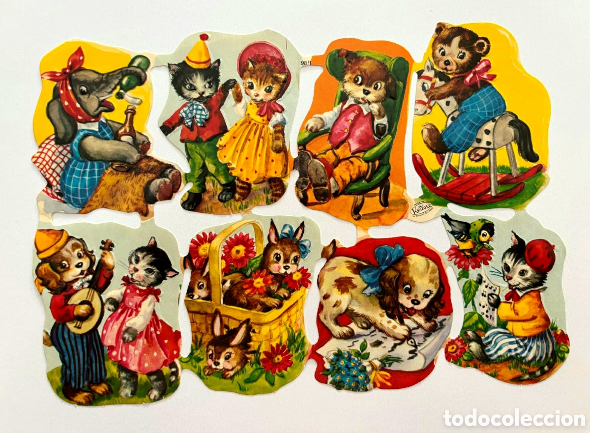 Coleccionismo Cromos troquelados antiguos: Muy antigua l&aacute;mina CROMOS TROQUELADOS alemanes KRUGER 98/1 relieve animalitos NUEVA colecci&oacute;n