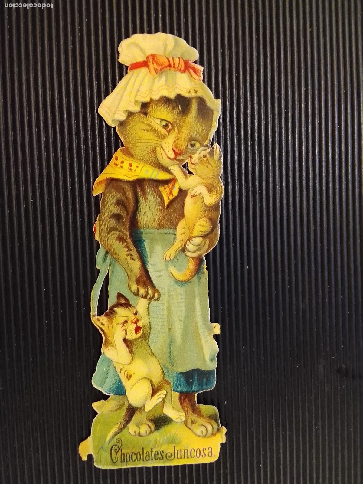 Coleccionismo Cromos troquelados antiguos: LA MUJER GATO Y SUS HIJOS - CHOCOLATES JUNCOSA - CROMO TROQUELADO ANTIGUO -(115.979)