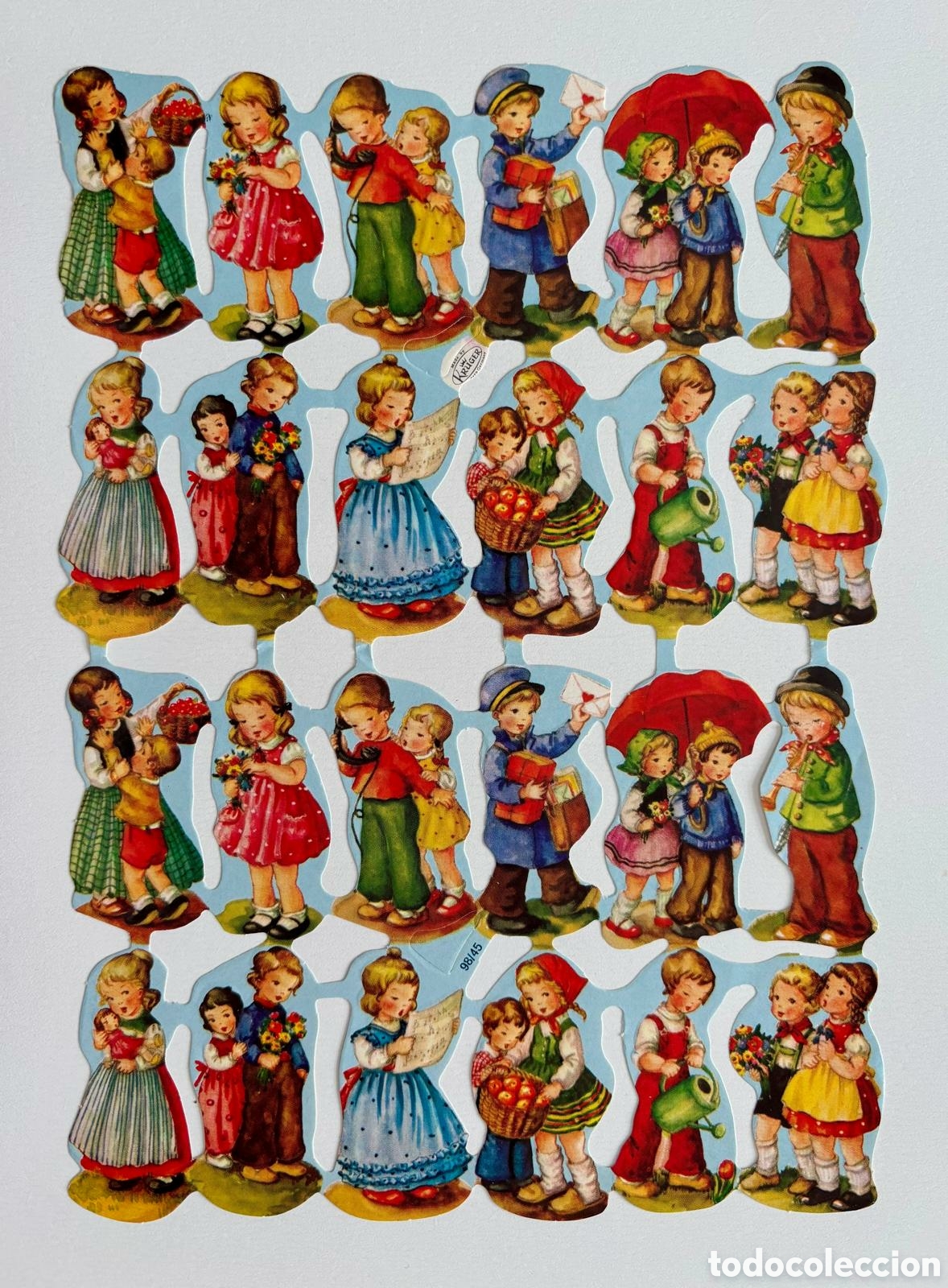 Coleccionismo Cromos troquelados antiguos: L&aacute;mina CROMOS TROQUELADOS alemanes KRUGER 98/45 relieve dibujos ni&ntilde;os NUEVA colecci&oacute;n antigua