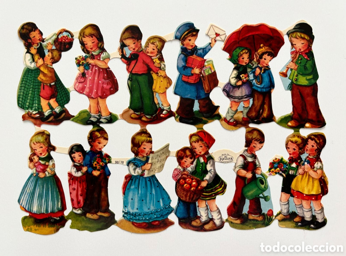 Coleccionismo Cromos troquelados antiguos: L&aacute;mina CROMOS TROQUELADOS alemanes KRUGER 98/78 relieve dibujos ni&ntilde;os NUEVA colecci&oacute;n antigua