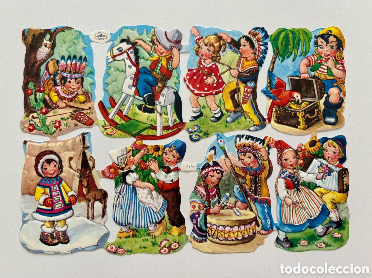 Coleccionismo Cromos troquelados antiguos: L&aacute;mina CROMOS TROQUELADOS alemanes KRUGER 98/58 relieve dibujos ni&ntilde;os NUEVA colecci&oacute;n antigua