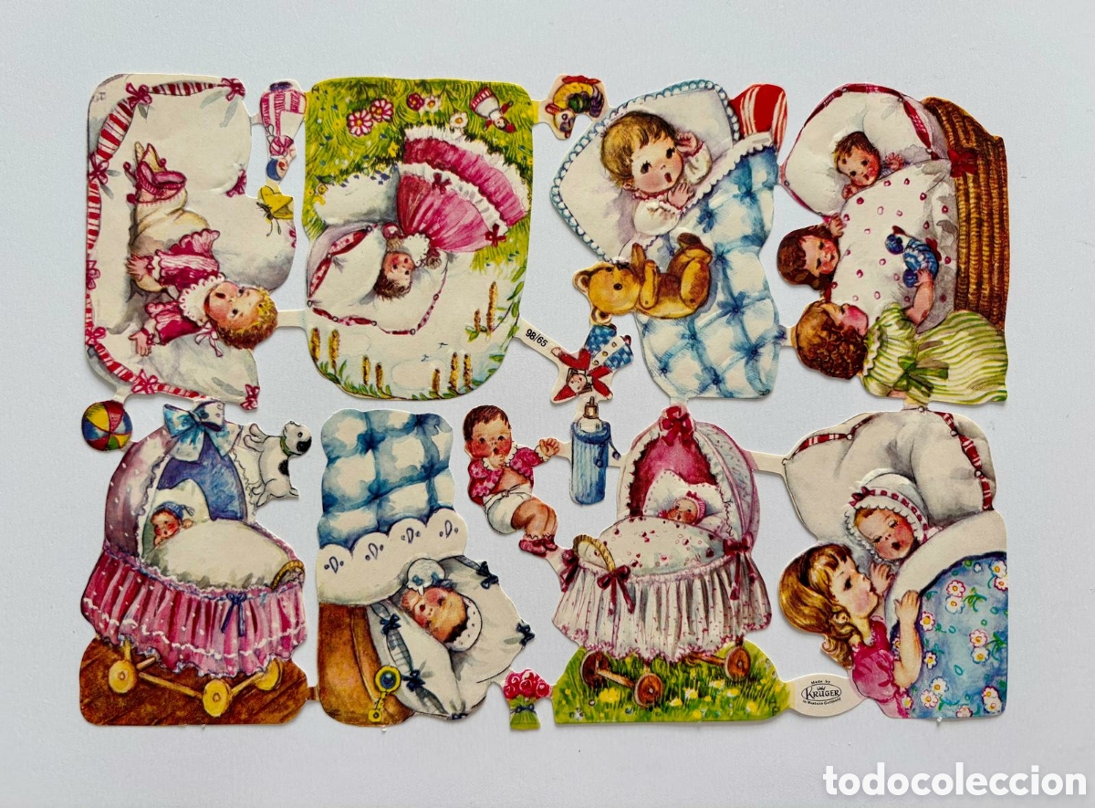 Coleccionismo Cromos troquelados antiguos: L&aacute;mina CROMOS TROQUELADOS alemanes KRUGER 98/65 relieve dibujos ni&ntilde;os beb&eacute;s NUEVA colecci&oacute;n antigua