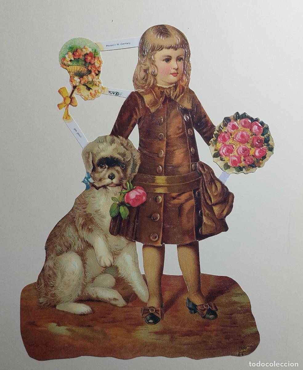 Coleccionismo Cromos troquelados antiguos: ANTIGUA LAMINA TROQUELADA (NI&Ntilde;O CON PERRO ) TROQUELADO ALEM&Aacute;N 1959