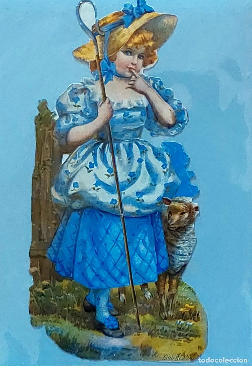Coleccionismo Cromos troquelados antiguos: ANTIGU&Oacute; CROMO TROQUELADO INGL&Eacute;S (LA PASTORA QUE PIERDE SUS OVEJAS )
