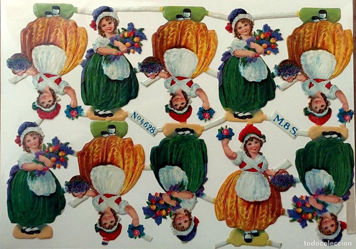Coleccionismo Cromos troquelados antiguos: ANTIGUA LAMINA CROMOS DE PICAR TROQUELADOS (TRAJES T&Iacute;PICOS NI&Ntilde;AS DE ALEMANIA )