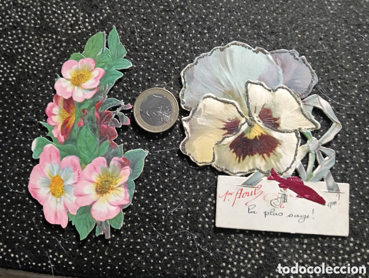 Coleccionismo Cromos troquelados antiguos: Dos cromos troquelados de flores
