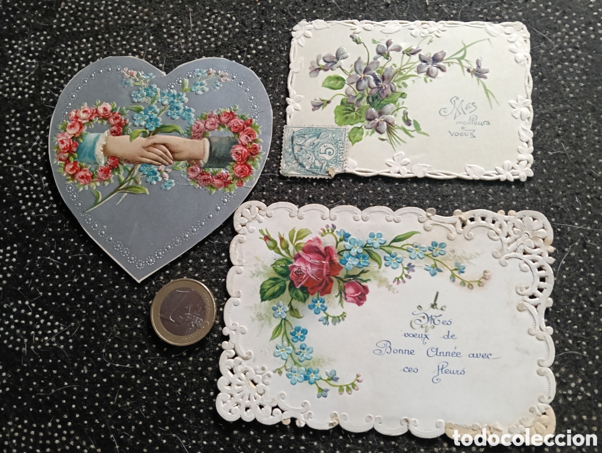 Coleccionismo Cromos troquelados antiguos: Tres cromos troquelados sobre el amor