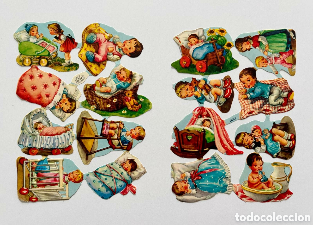 Coleccionismo Cromos troquelados antiguos: LOTE 2 medias l&aacute;minas CROMOS TROQUELADOS alemanes KRUGER 98/47 colecci&oacute;n ni&ntilde;os antigua infantil