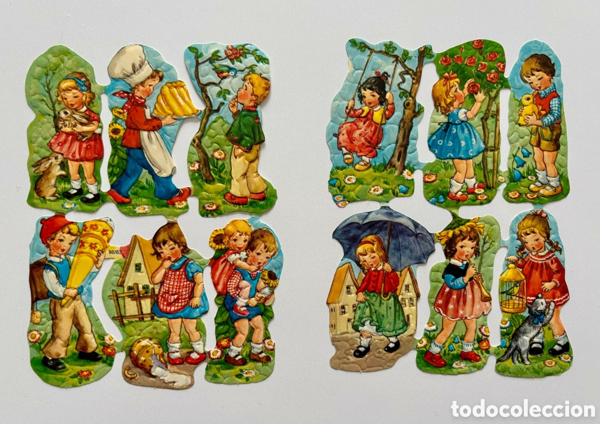 Coleccionismo Cromos troquelados antiguos: LOTE 2 medias l&aacute;minas CROMOS TROQUELADOS alemanes KRUGER 98/63 colecci&oacute;n ni&ntilde;os antigua infantil