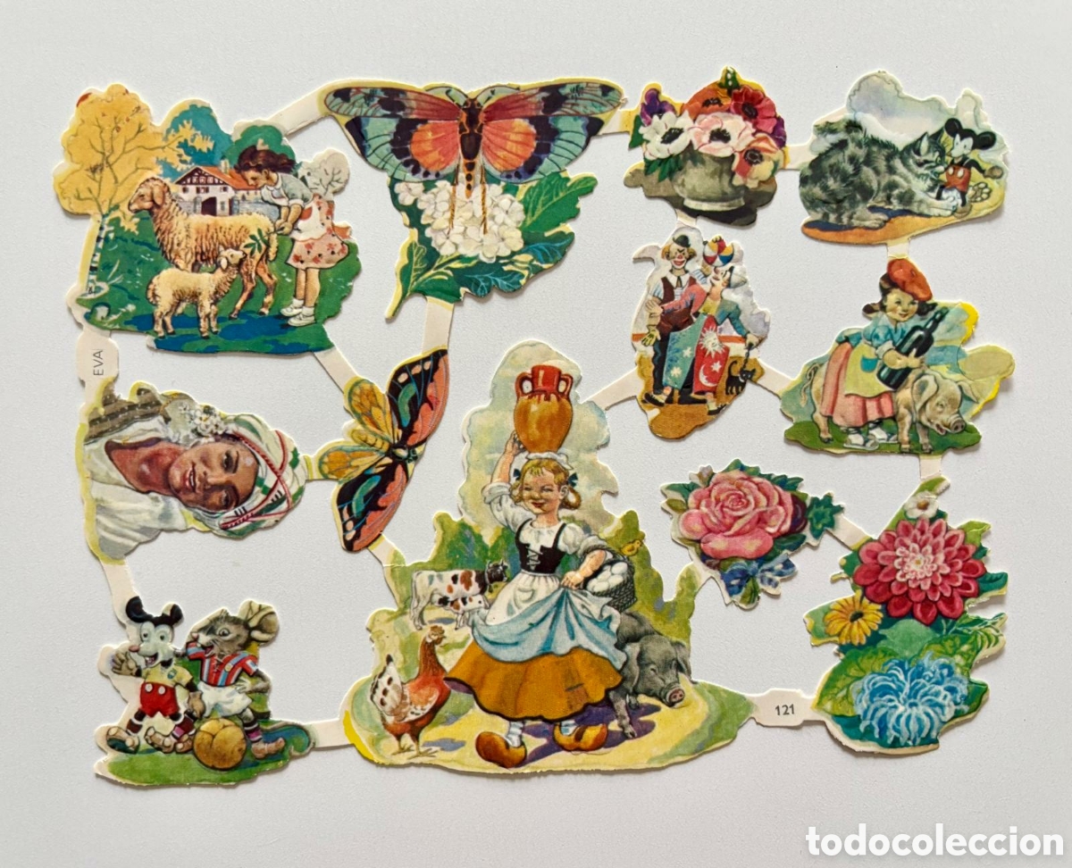 Coleccionismo Cromos troquelados antiguos: L&aacute;mina CROMOS TROQUELADOS espa&ntilde;oles EVA 121 RELIEVE animales NUEVA Editorial Vasco Americana ni&ntilde;as