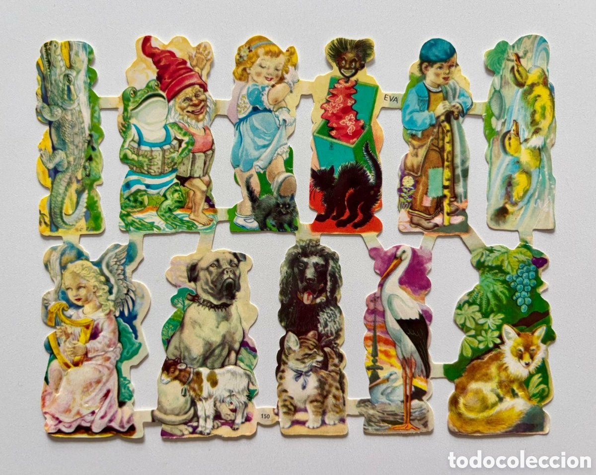 Coleccionismo Cromos troquelados antiguos: L&aacute;mina CROMOS TROQUELADOS espa&ntilde;oles EVA 150 RELIEVE animales NUEVA Editorial Vasco Americana ni&ntilde;as