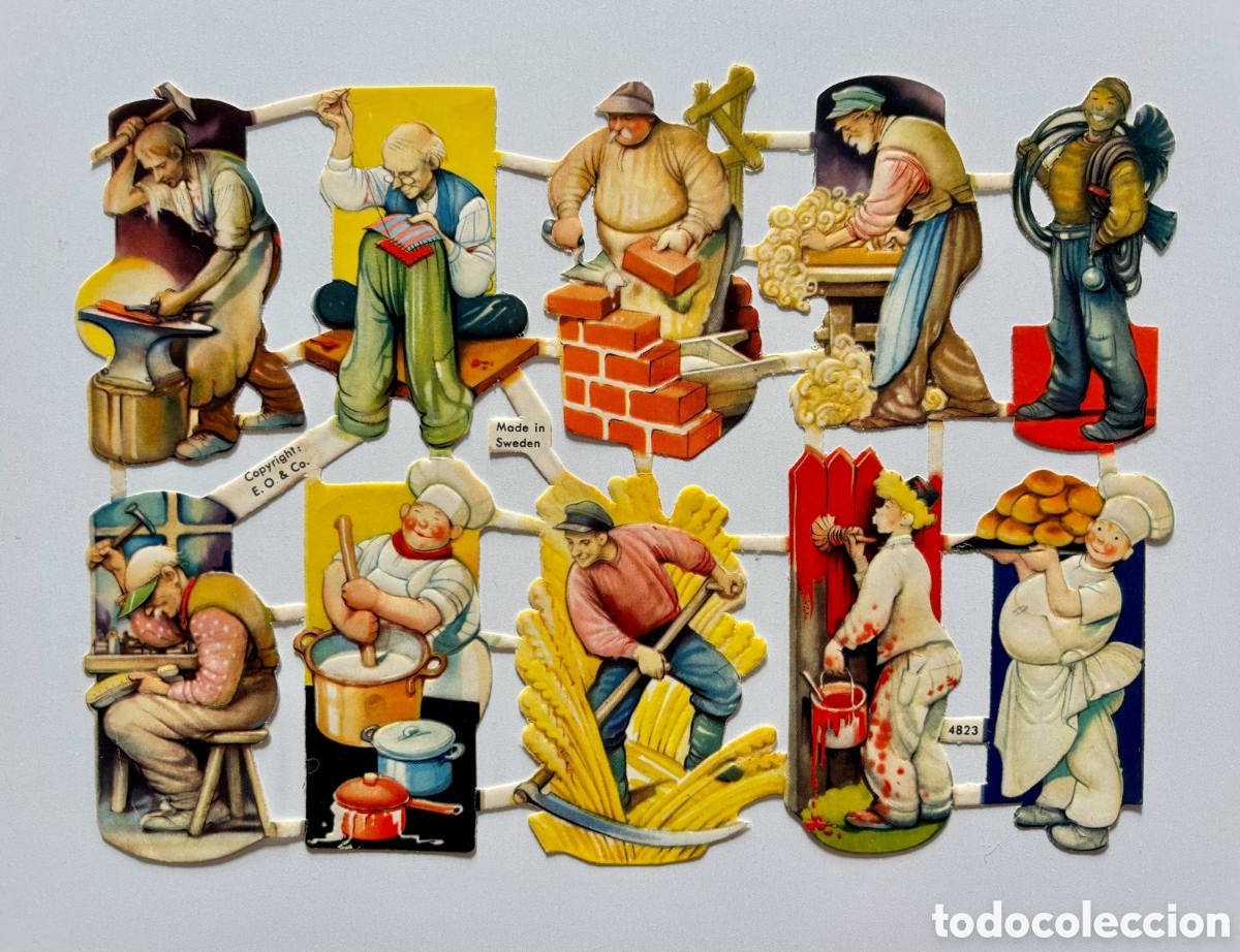 Coleccionismo Cromos troquelados antiguos: RARA l&aacute;mina CROMOS TROQUELADOS suecos ERIC F. OLSSON E.O. 4823 oficios profesiones NUEVA eo