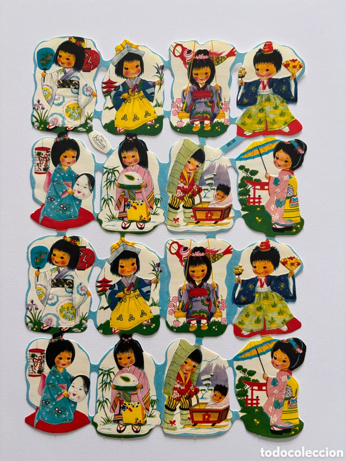 Coleccionismo Cromos troquelados antiguos: L&aacute;mina CROMOS TROQUELADOS alemanes KRUGER relieve ni&ntilde;os pa&iacute;ses colecci&oacute;n ni&ntilde;os antigua infantil san